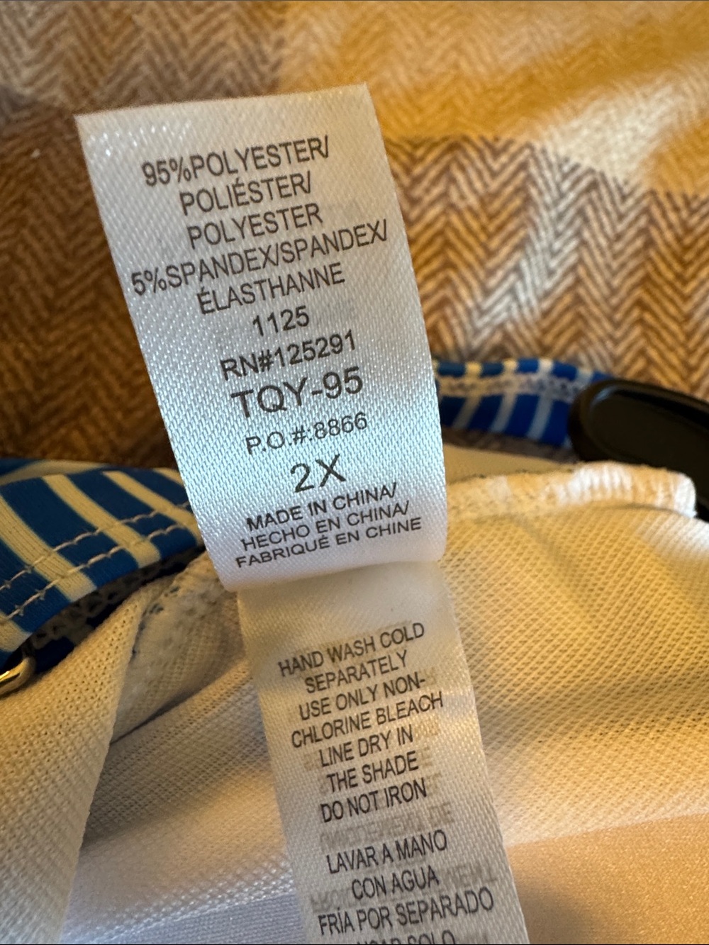Tahari Blue & White Striped One-Piece Swimsuit with Front Twist - Picture 4 of 11